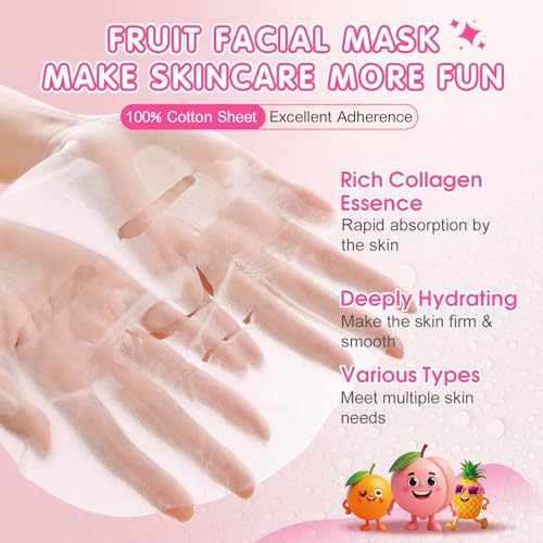 14 Pack Fruit Face Masks Skincare Set for All Ages