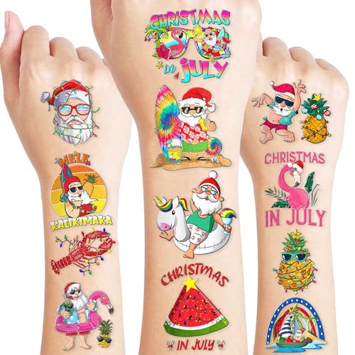 100PCS Hawaiian Christmas Temporary Tattoos for Boys Girls Kids