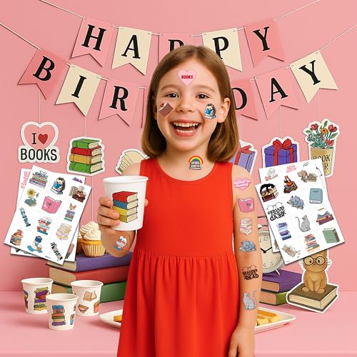 96 Pcs Book Themed Temporary Tattoos Sticker Sheet Set