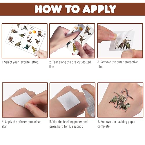96PCS Dinosaur 3D Temporary Tattoos Stickers
