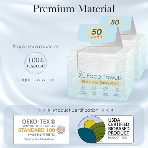 100 Count XL Disposable Face Towels 10x12 2 Pack
