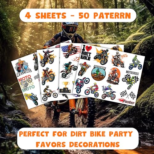 CAVALATAT Dirt Bike Temporary Tattoos for Kids 50PCS