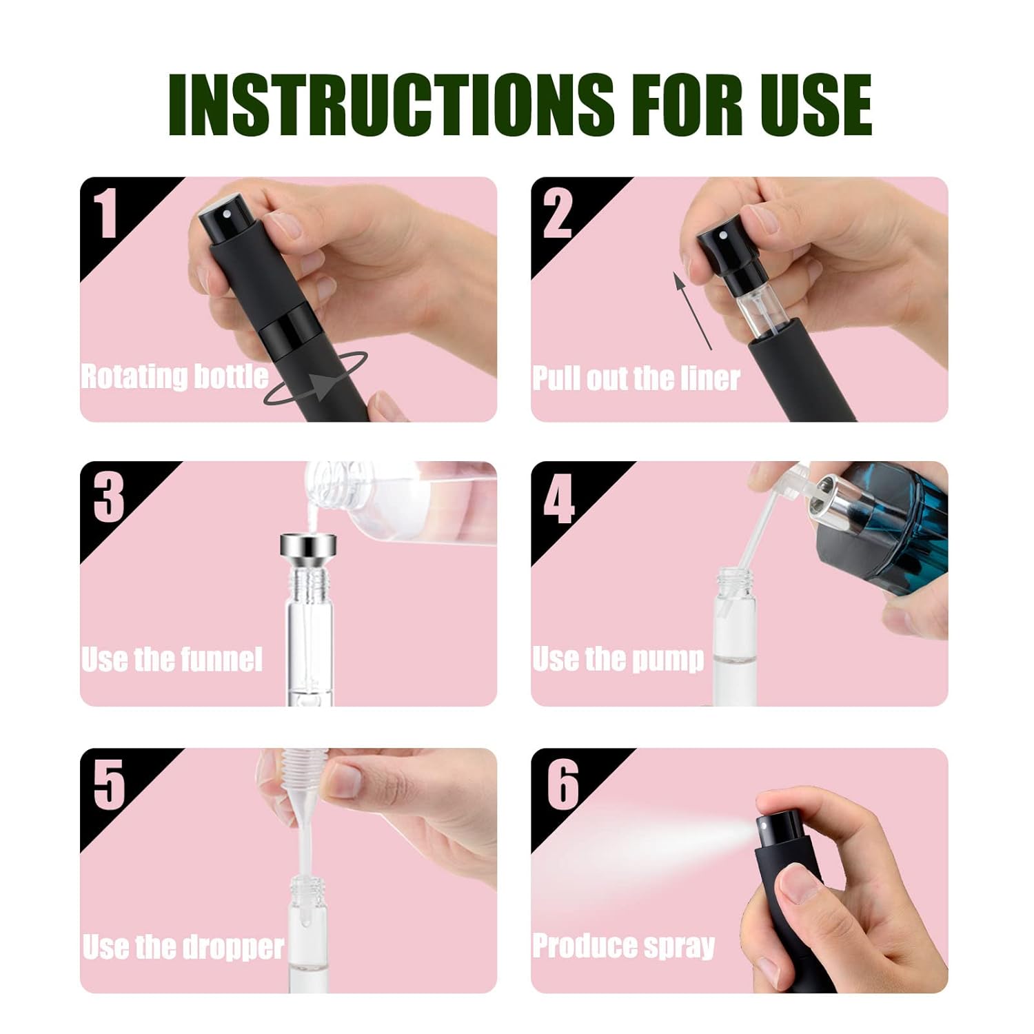 IRON BILL 8ML Mini Perfume Atomizer Travel Refillable Bottle 3pcs
