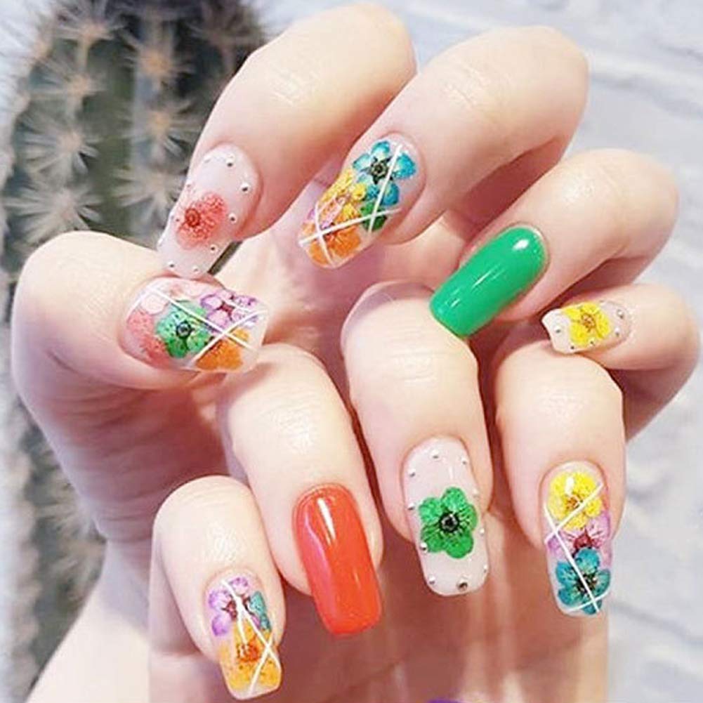CHANGAR 3D Dried Flower Sticker Set for Nail Art and Resin Craft