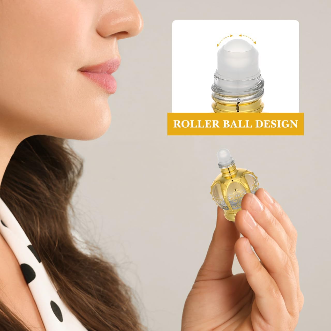 2pcs Mini Arabic Crystal Glass Roller Bottles 15ml Gold Refillable