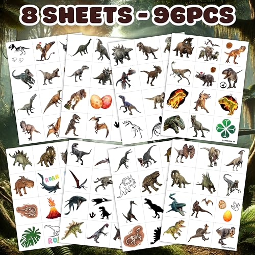 96PCS Dinosaur 3D Temporary Tattoos Stickers