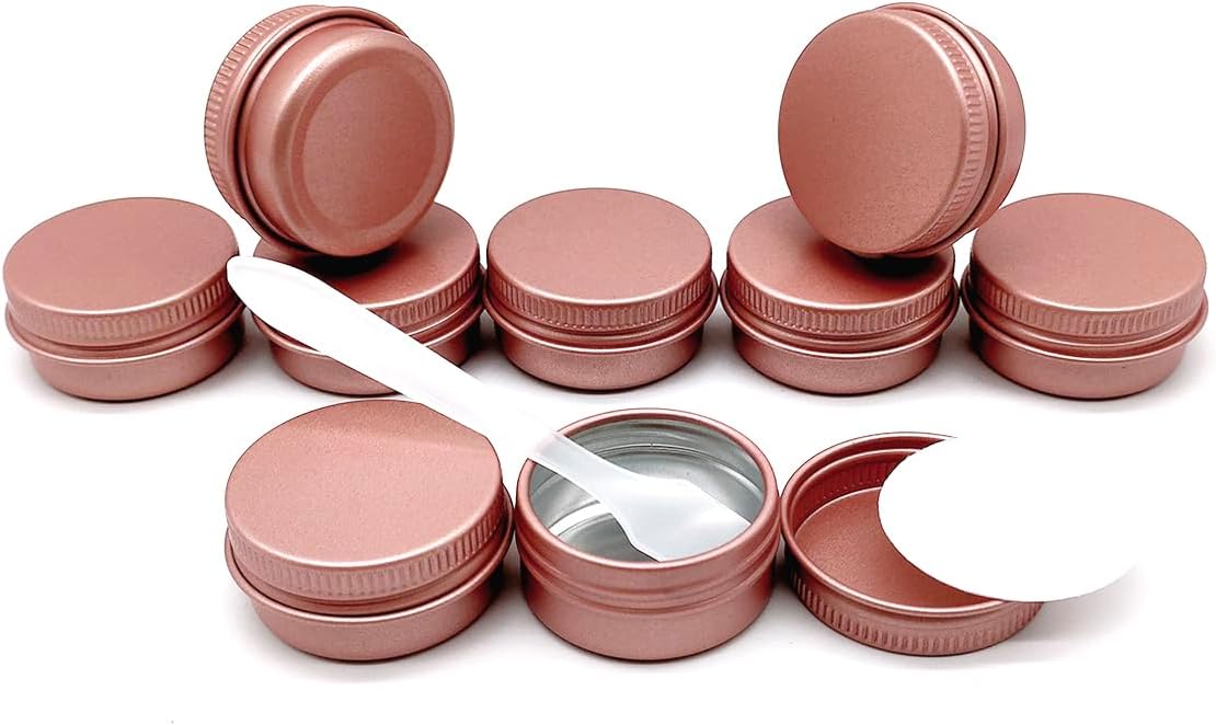 24 Pack Matte-Pink Aluminum Tin Jar for Cosmetics