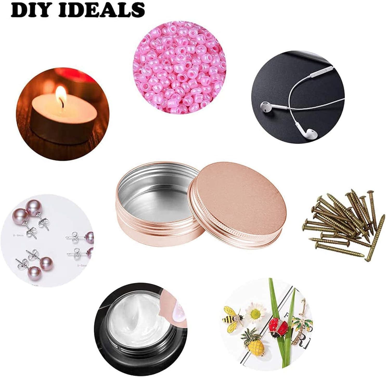 1 Oz Rose Gold Aluminum Jar with Screw Cap 12 Pcs