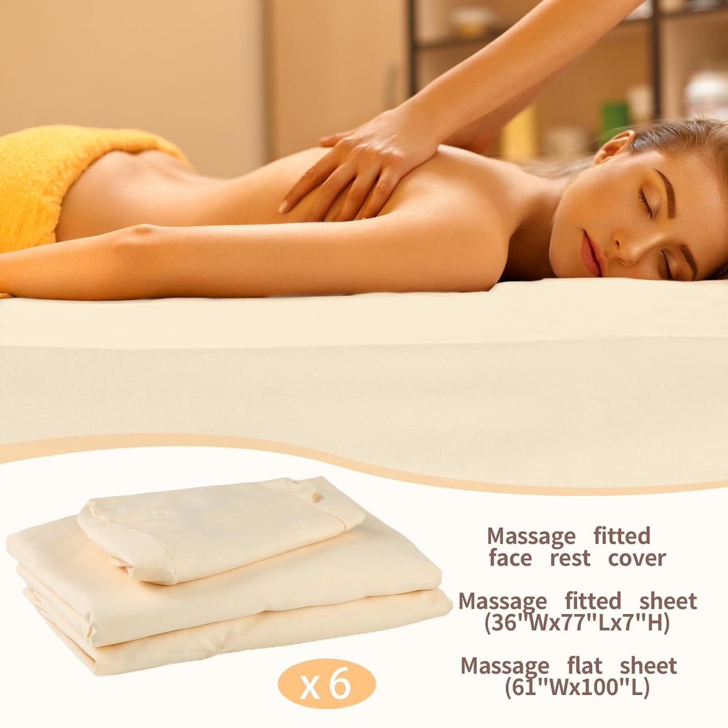 Oudain 6 Set Microfiber Massage Table Sheets Natural