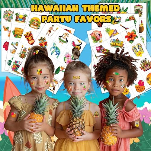 96 PCS Hawaiian Pre-Cut Temporary Tattoos Party Decorations