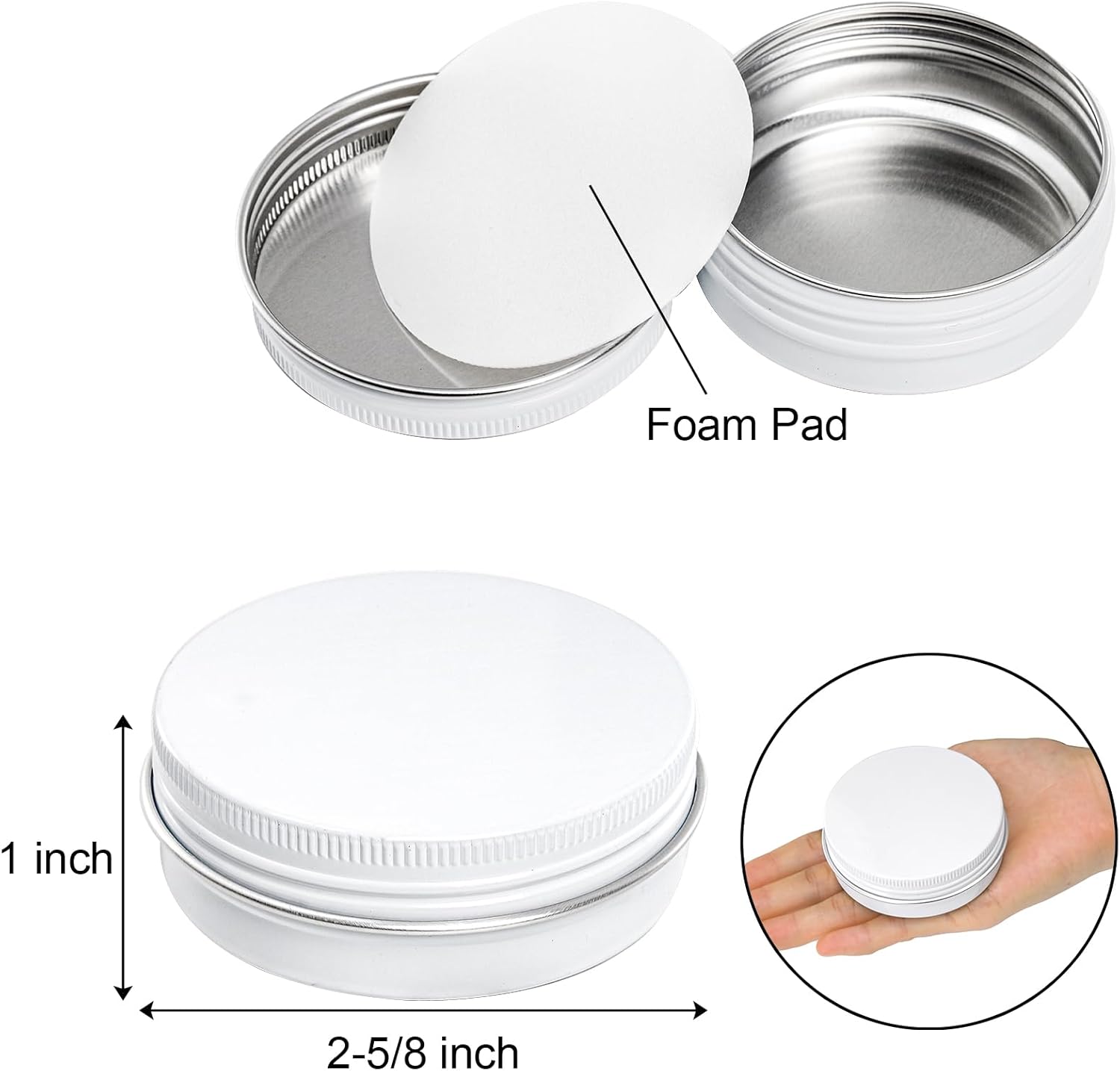 Foraineam 48-Pack 2 oz White Lip Balm Tins with Screw Lid