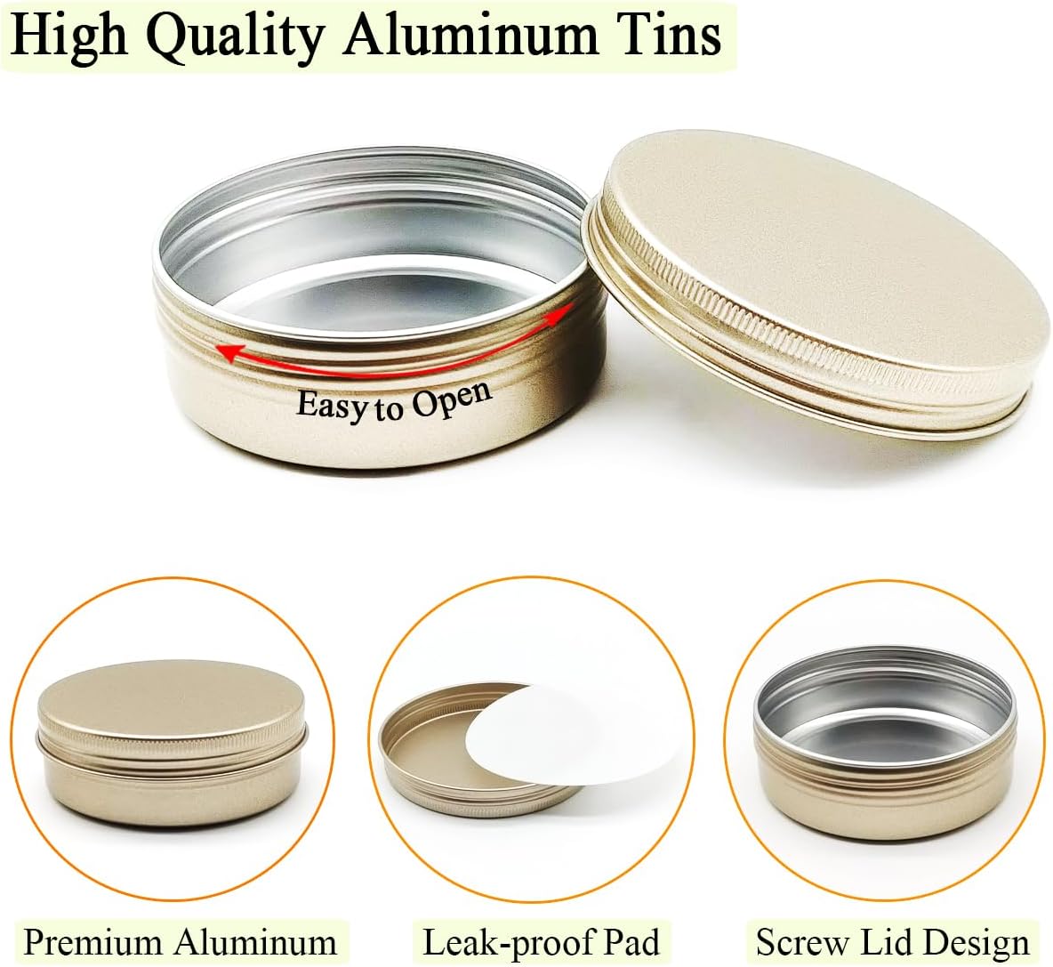 6pcs 100ml Matte-Gold Aluminum Tin Cans