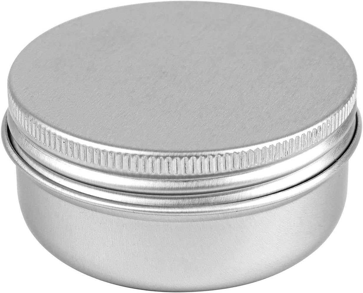 Foraineam 60 Pack Round Aluminum Lip Balm Tins with Screw Top - Silver