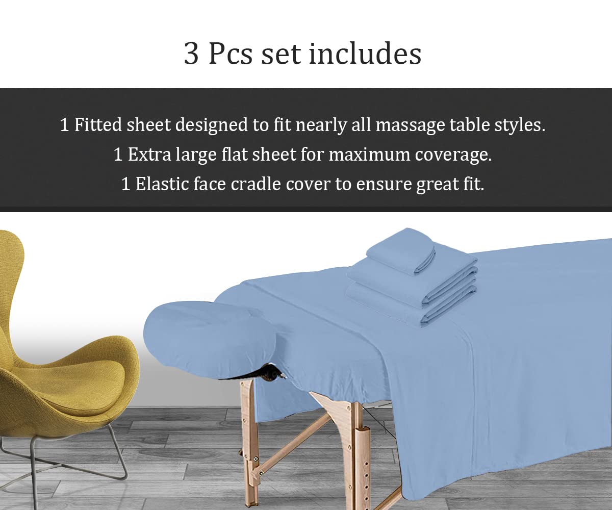 Avalon Care Massage Table Sheets Set 3 Pcs Sky Blue