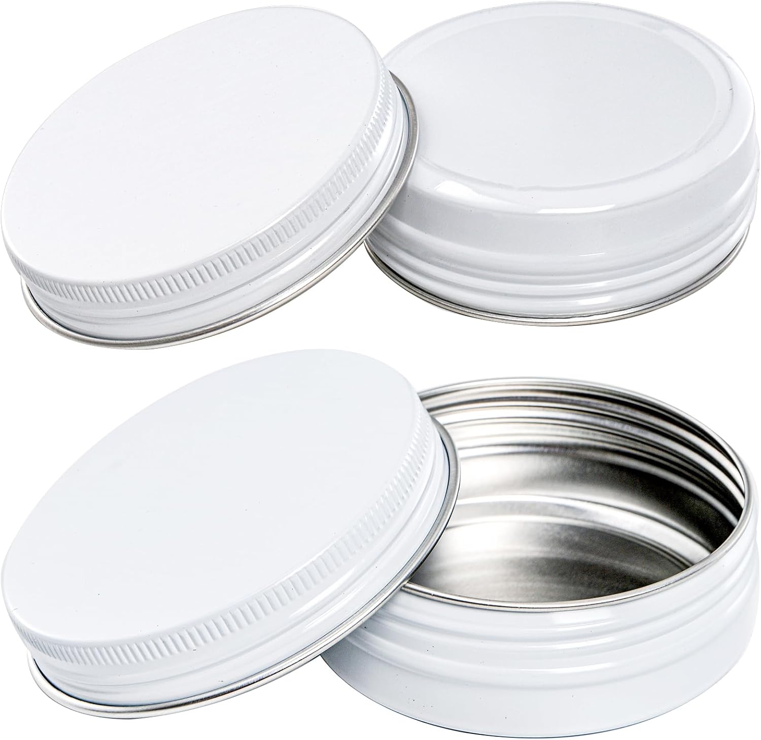 Foraineam 48-Pack 2 oz White Lip Balm Tins with Screw Lid