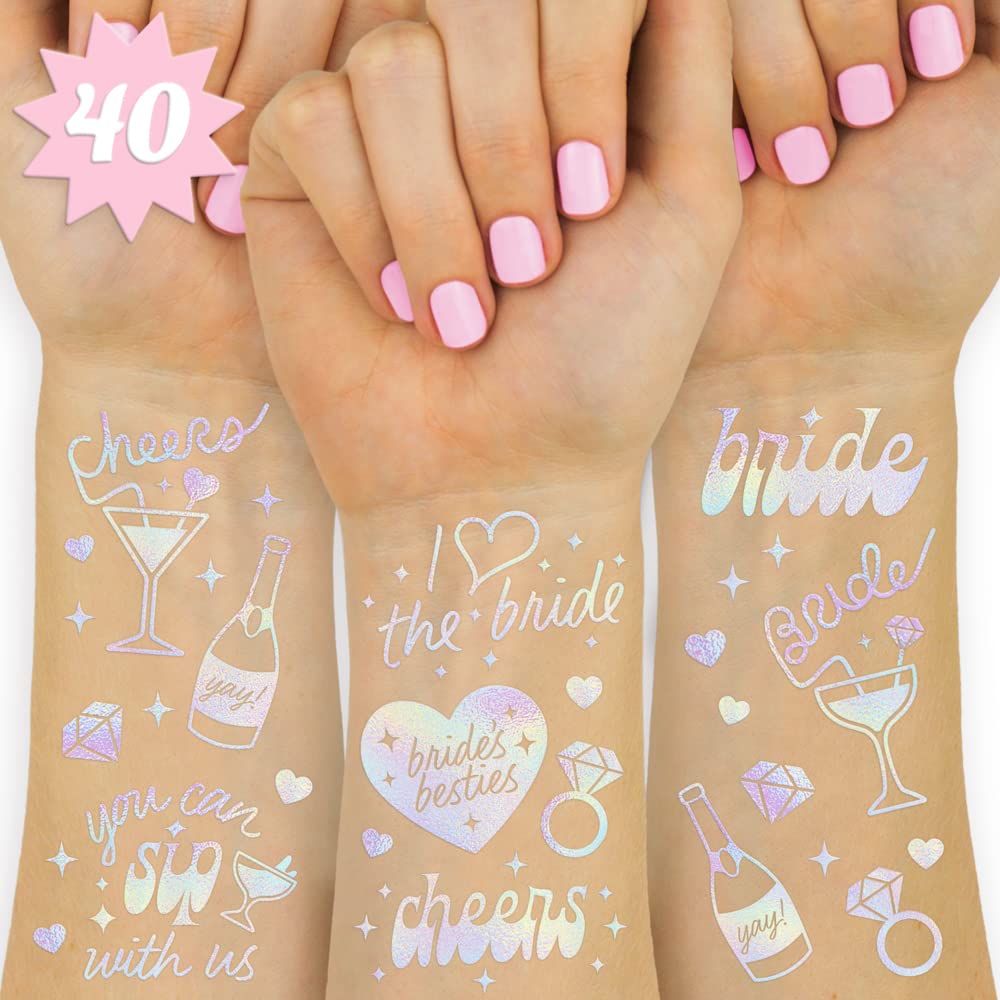 Xo Fetti Cheers Bachelorette Temporary Tattoos - 40 Iridescent Styles