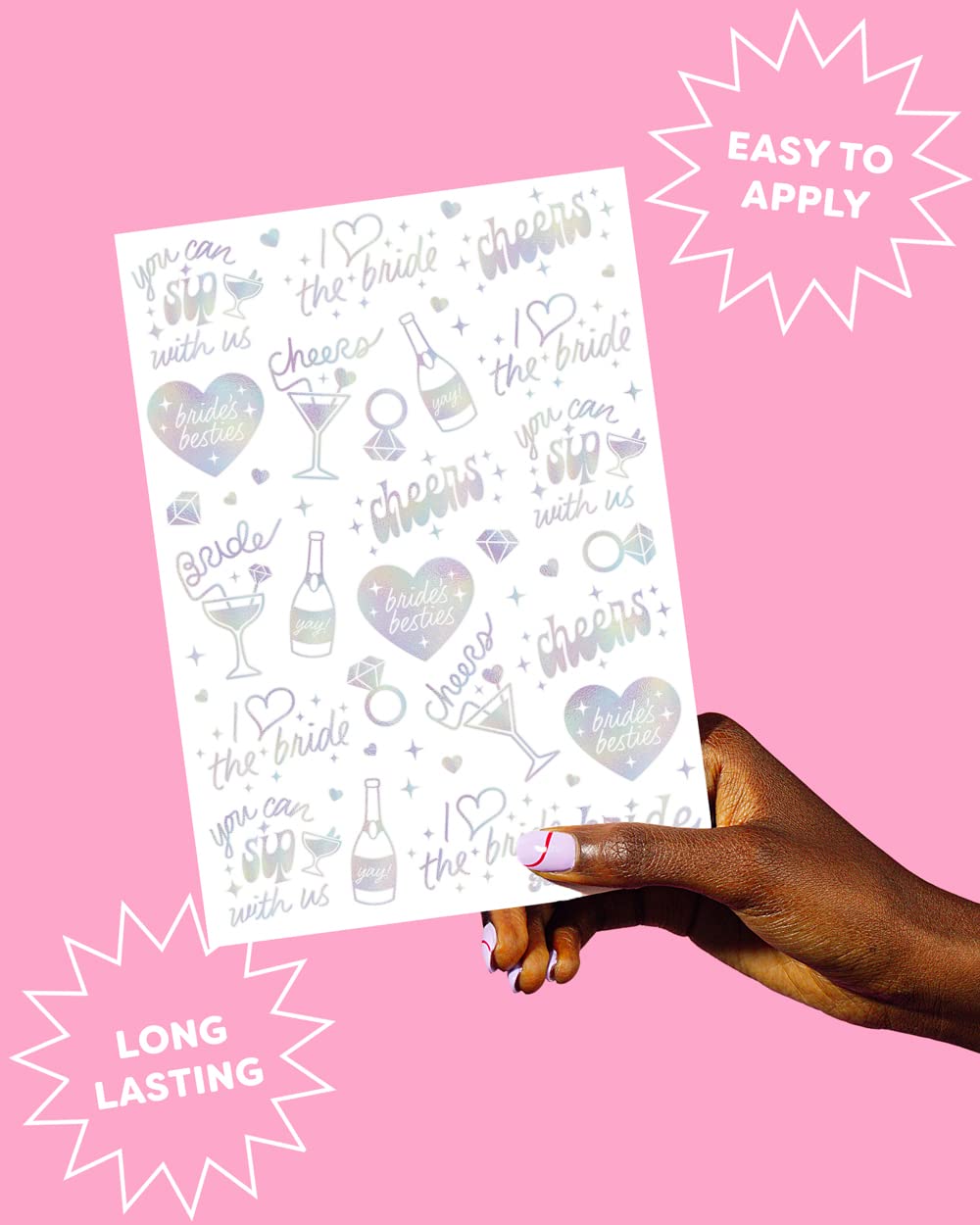 Xo Fetti Cheers Bachelorette Temporary Tattoos - 40 Iridescent Styles
