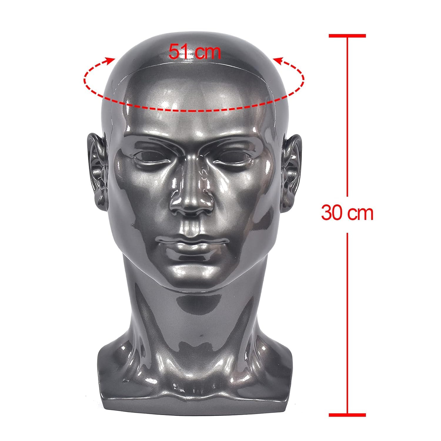 FLWAI Male Mannequin Head with Mount Hole Bright Grey