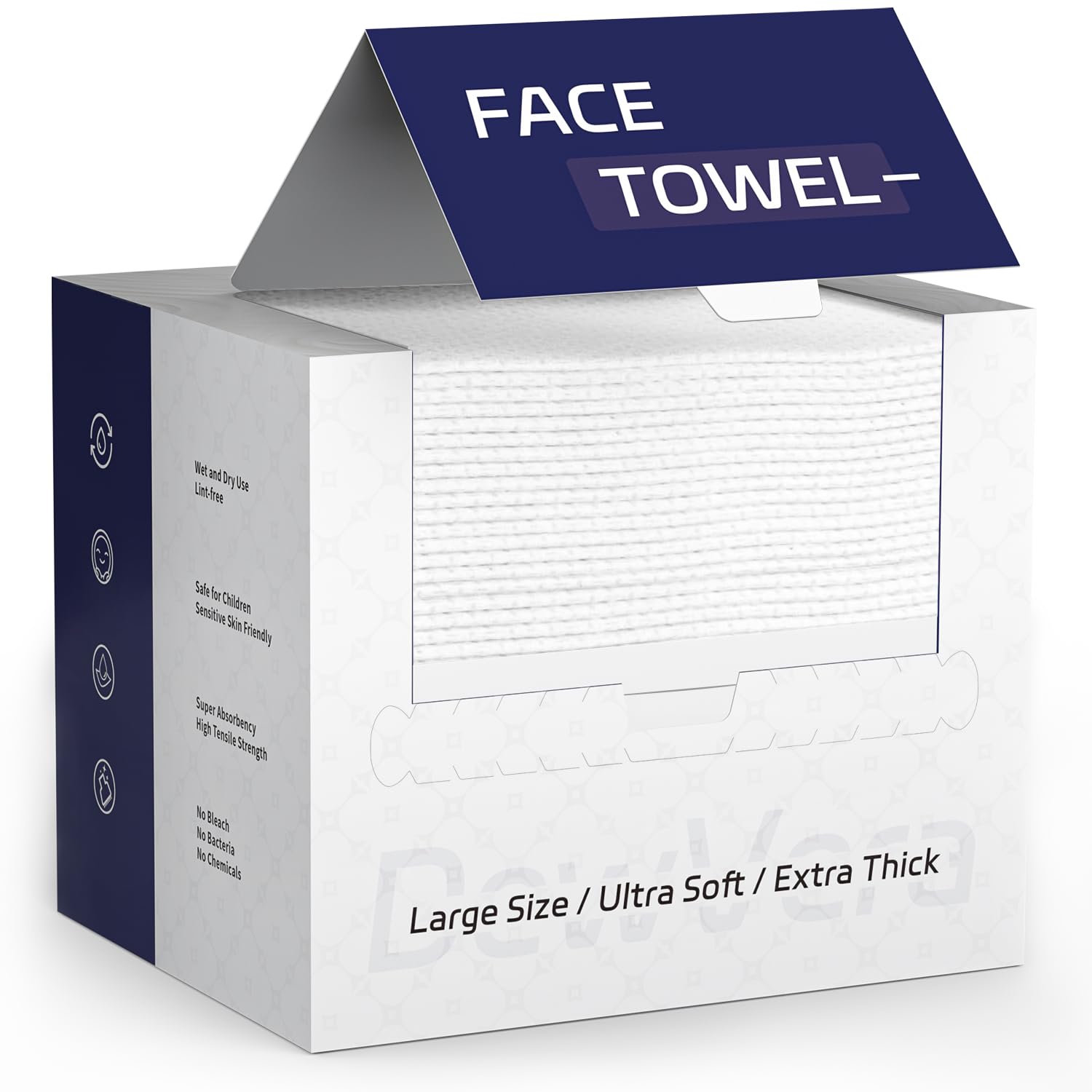 DewVera Disposable Face Towel 10x12 Ultra Soft Thick Washcloth