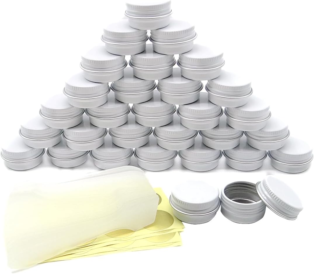30 Pack 5 ml White Lip Balm Tins with Screw Lid