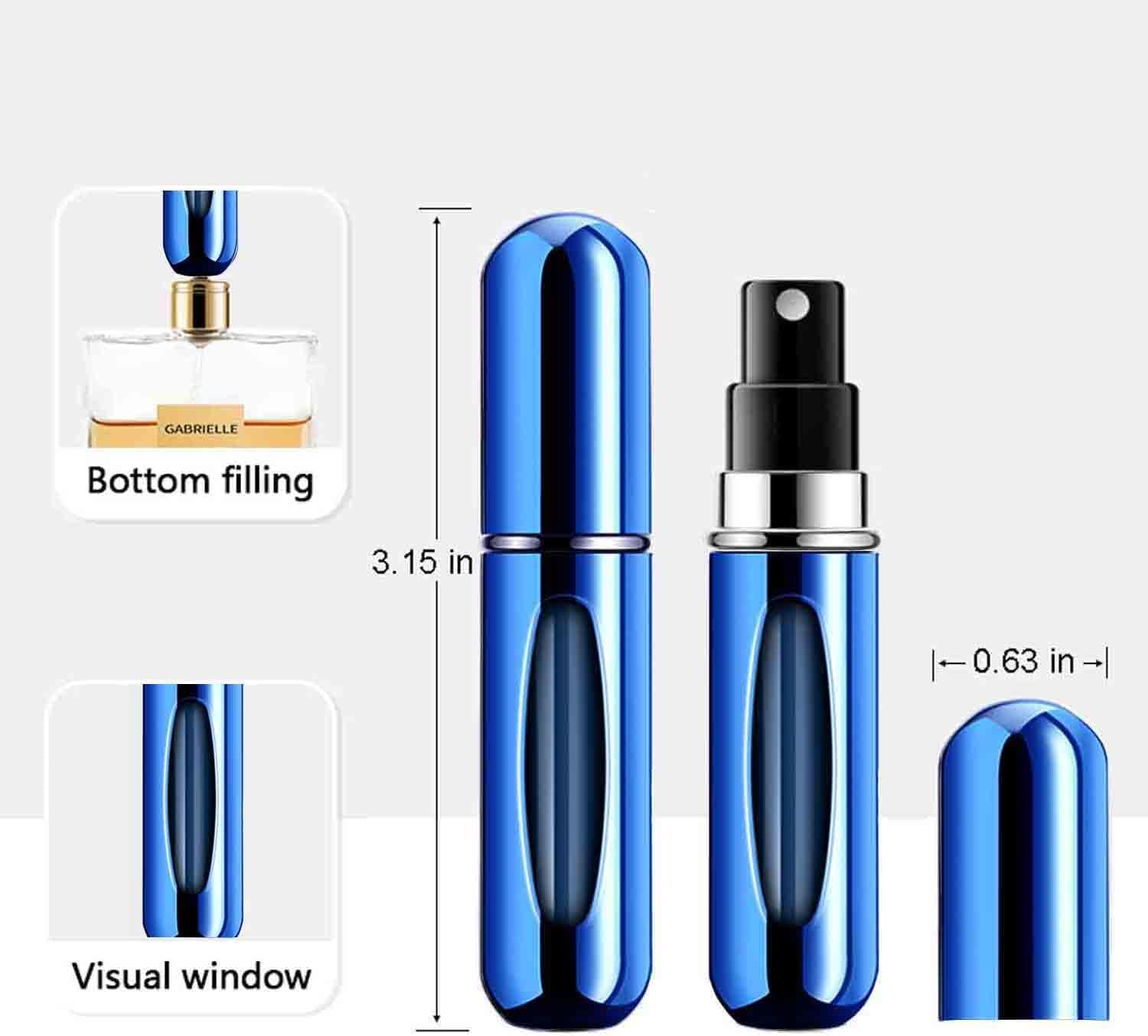 Portable Refillable Perfume Atomizer Spray Bottles - 6 Pcs Travel Mini Dispenser Case