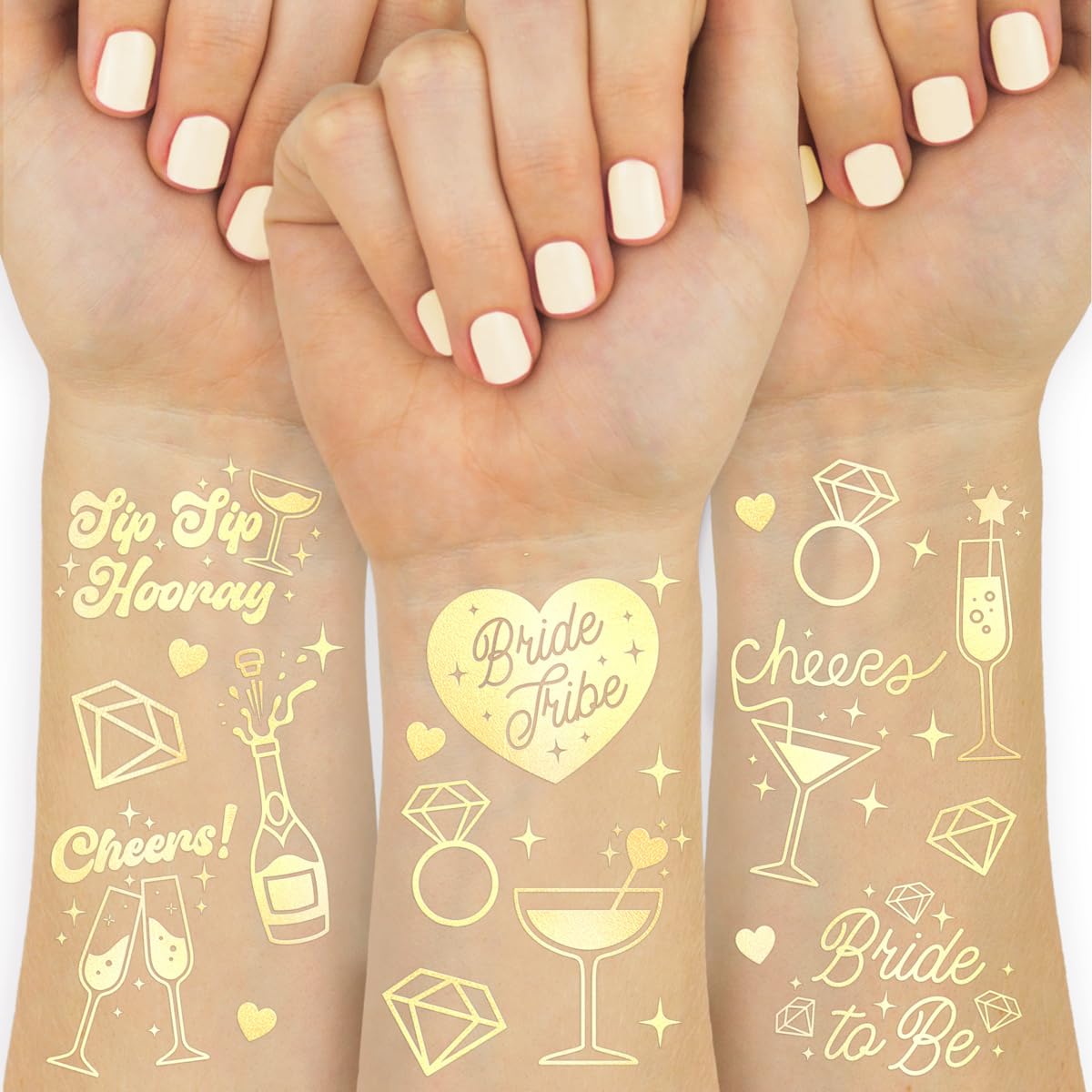 XO Fetti Gold Bachelorette Tattoos 54 Pcs