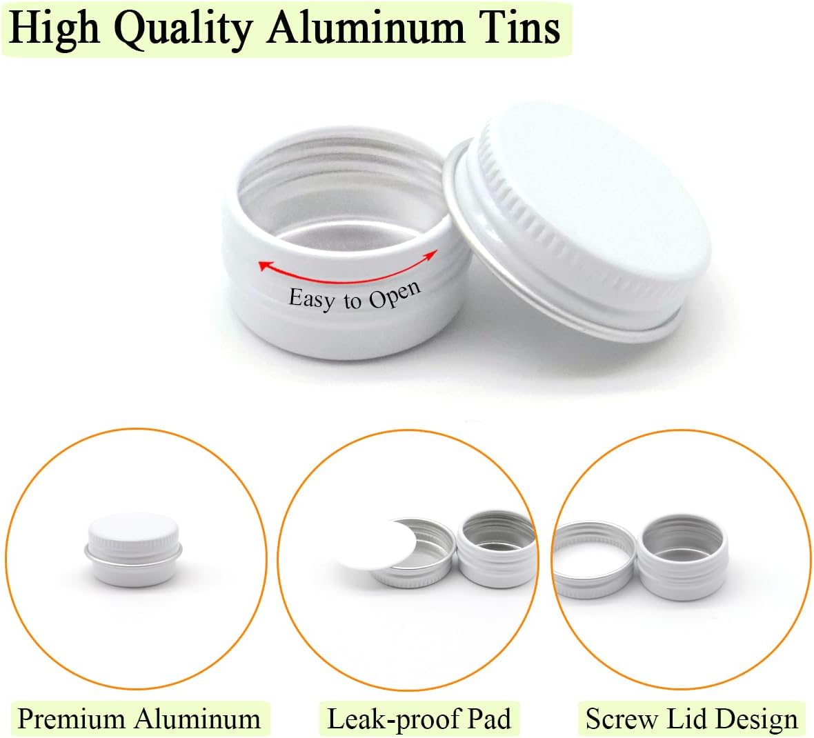 30 Pack 5 ml White Lip Balm Tins with Screw Lid