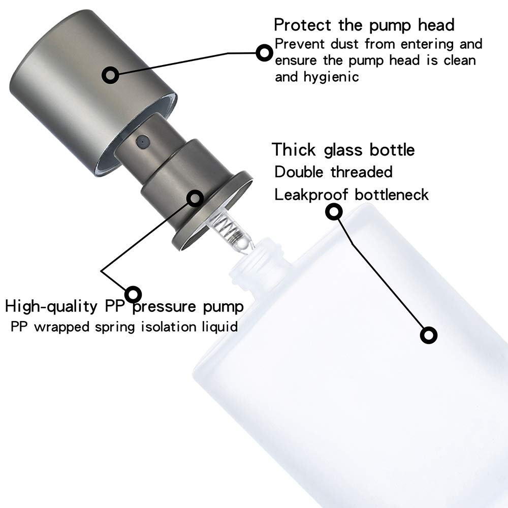 2 Pack 50ml Frosted Glass Spray Bottles Refillable Perfume Atomizers