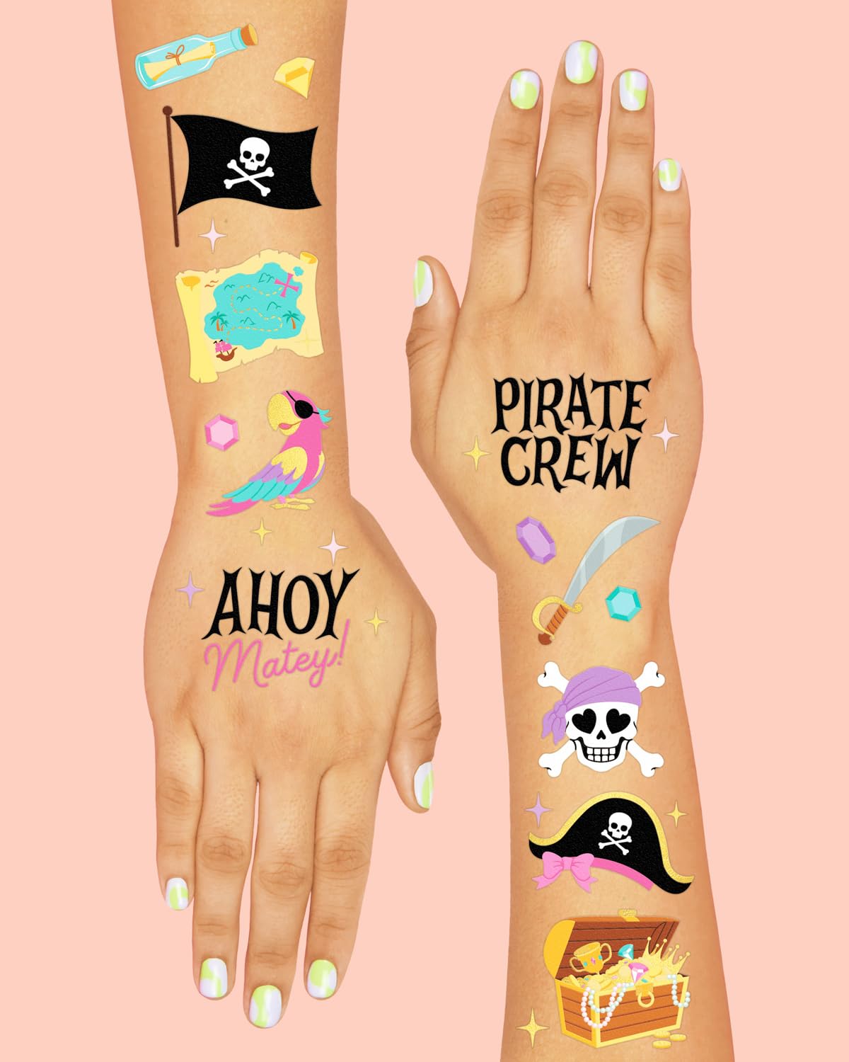 Xo Fetti Pirate Crew Temporary Tattoos 48 Piece Set