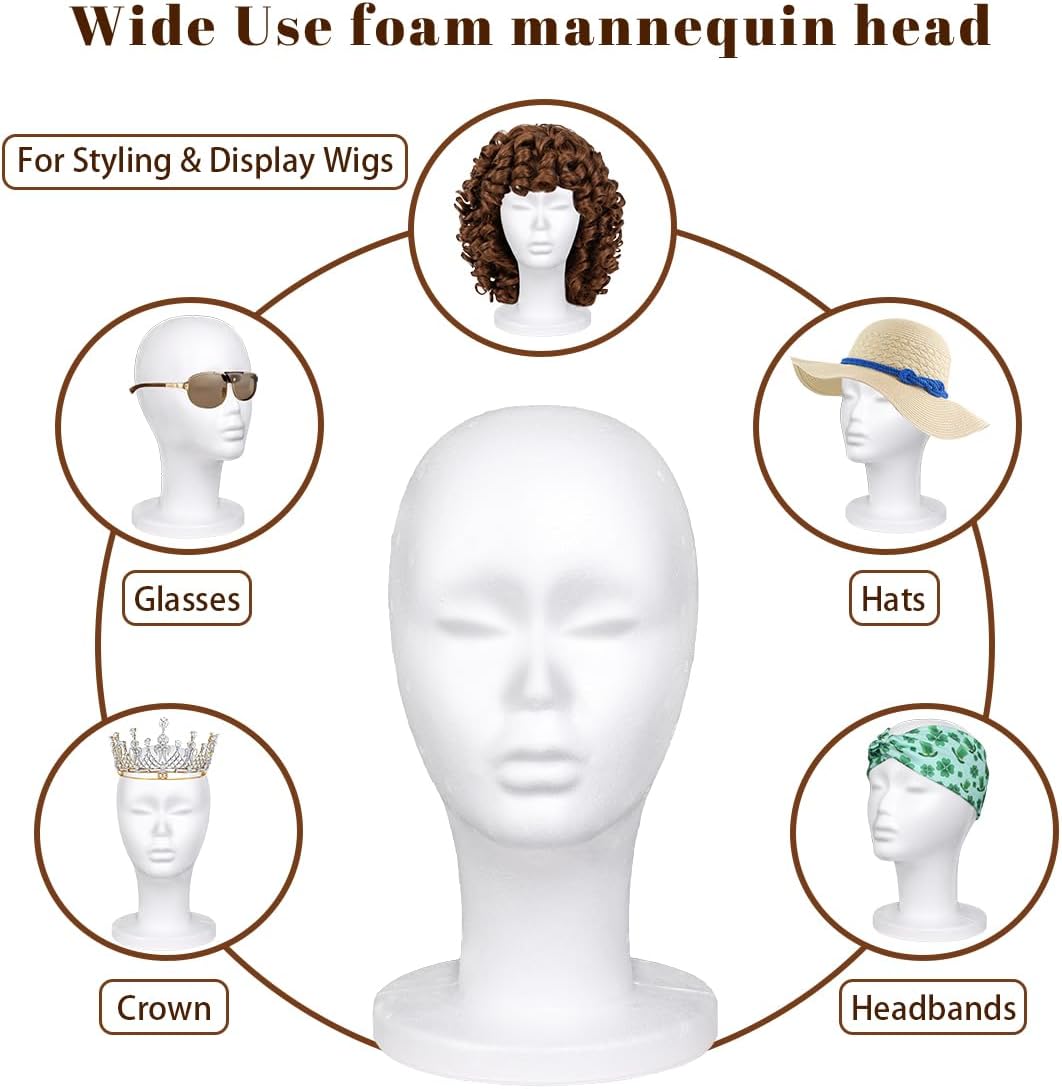 Leeven Foam Wig Head Stand for Wigs Display