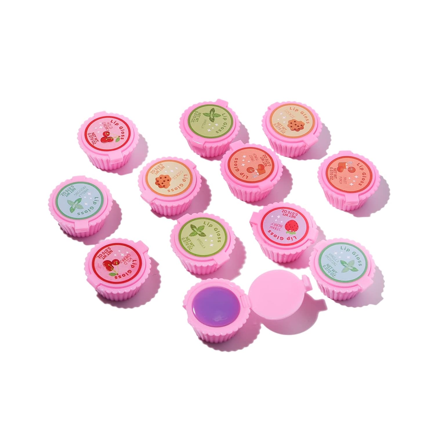 12 Pcs Cupcake Shaped Lip Gloss for Girls
