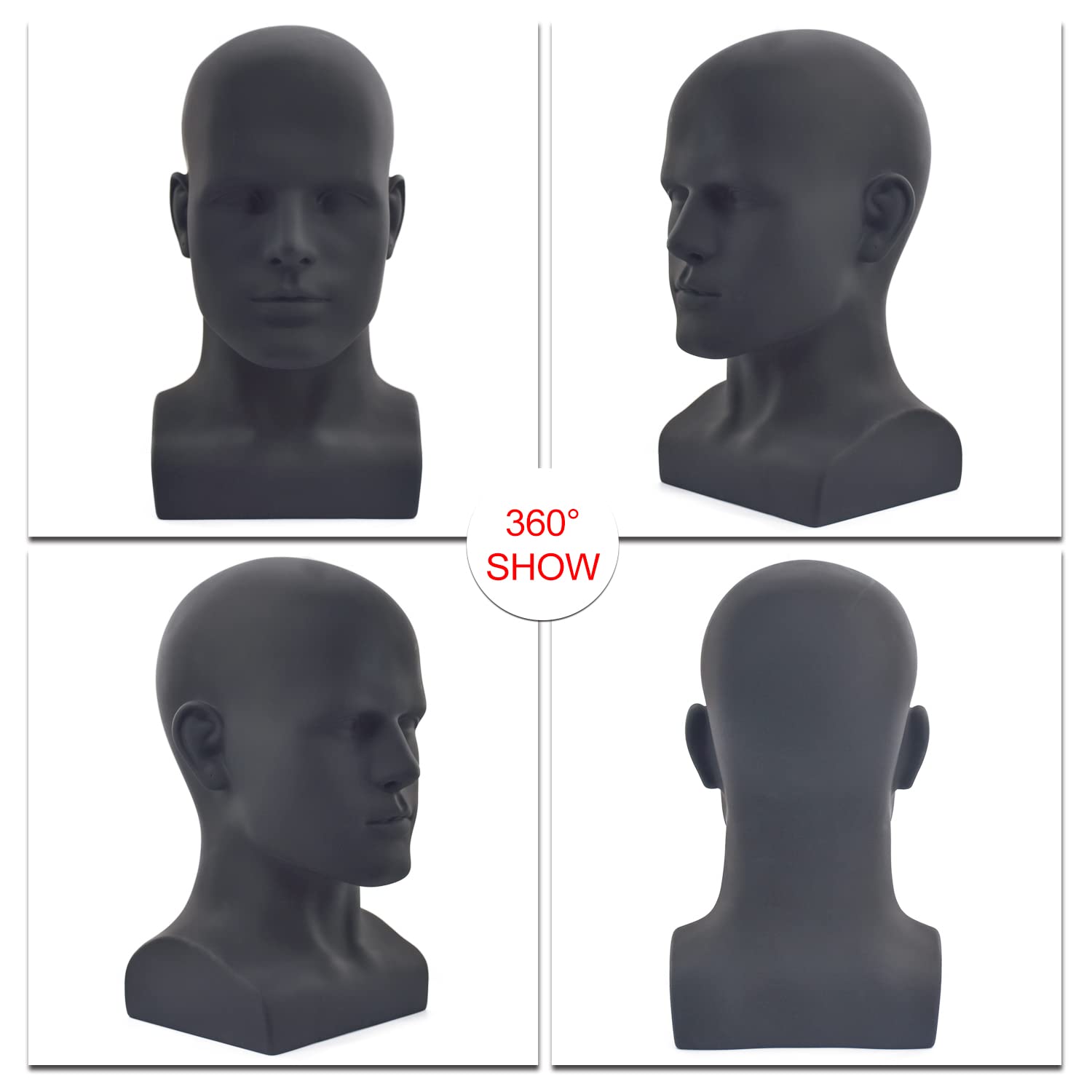 FanLin Male Mannequin Head for Wig and Hat Display