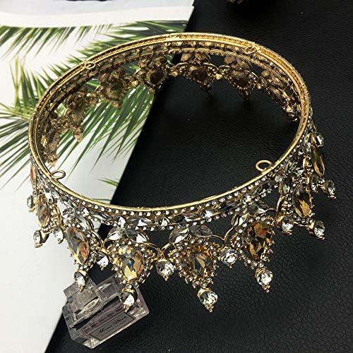 QIDIAN Retro Round Crown Bride Hair Accessory for Women