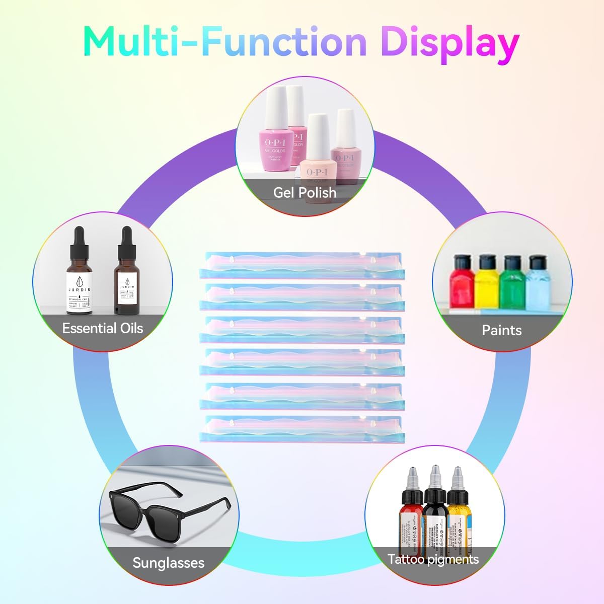 15 Inch Wall Mounted Nail Polish Rack with End Caps