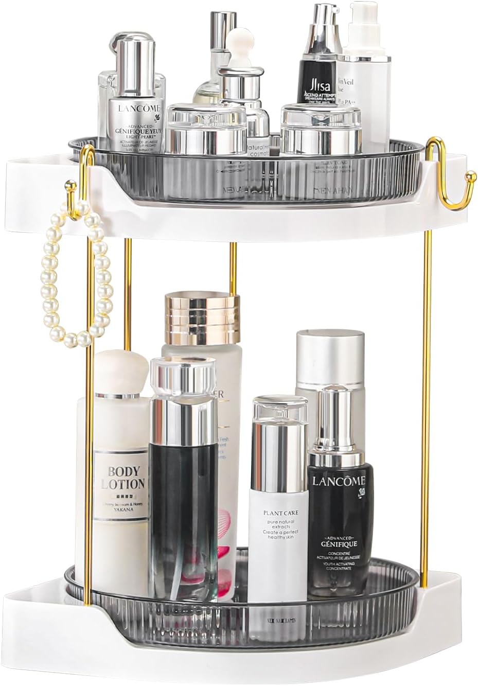 Corner Bathroom Organizer Rotating Shelf for Skincare Makeup Vanity