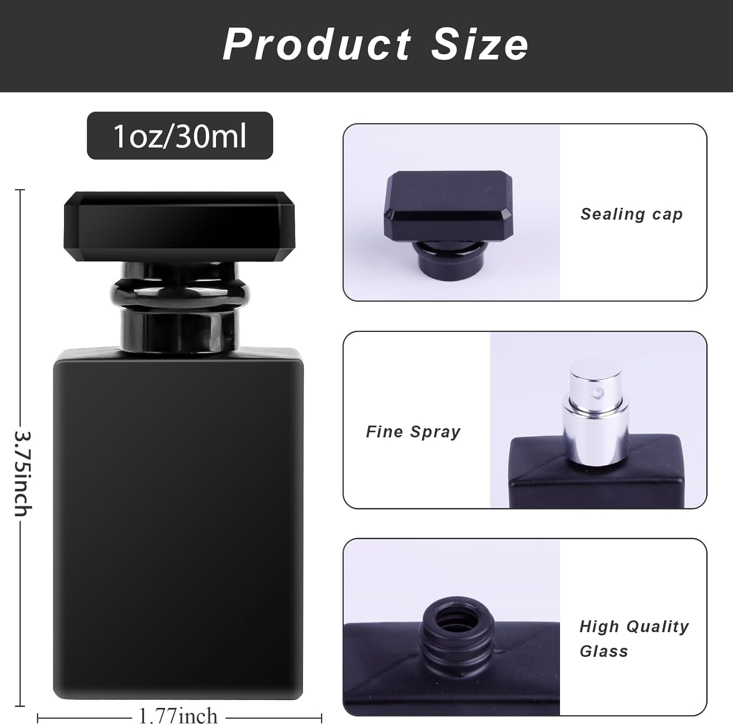 2pcs 30ml Glass Perfume Bottles Empty Refillable Travel Atomizers