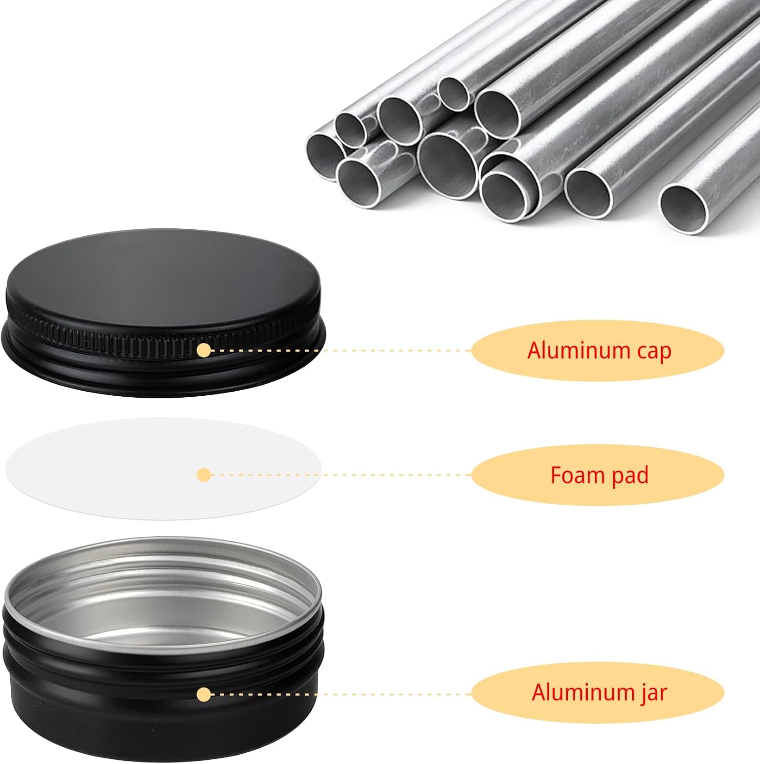 2 Pack Aluminum Tin Cans 05 Oz Jars with Screw Lids