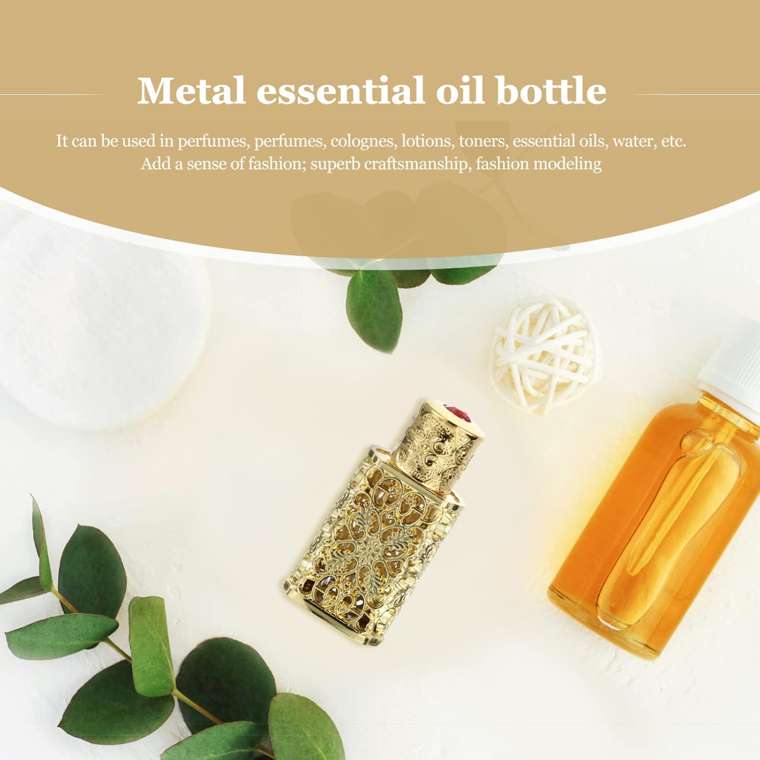 Hollow Metal Essential Oil Dropper Bottle Portable Refillable Perfume Vial