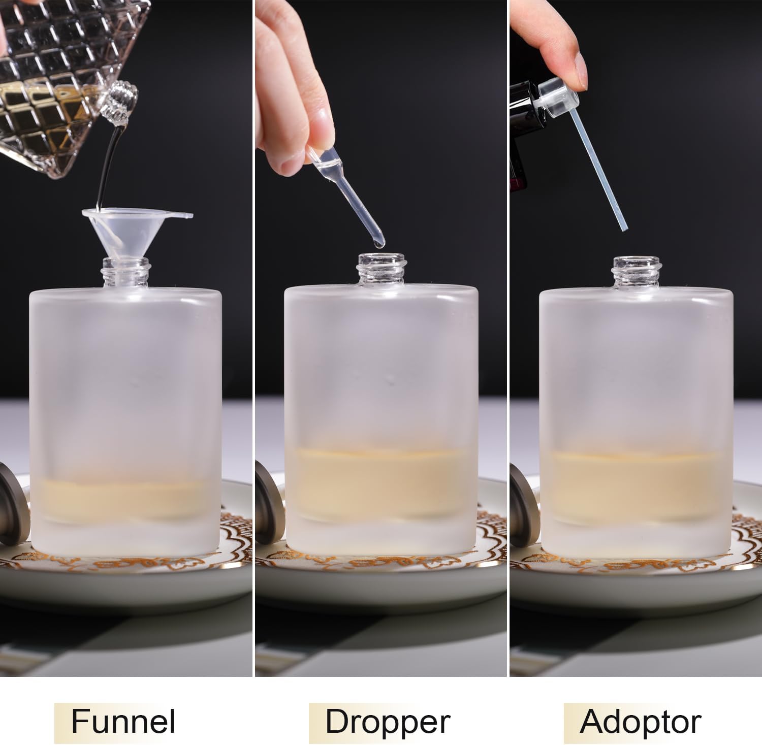 100ml Frosted Glass Spray Bottle with 3 Perfume Dispensers