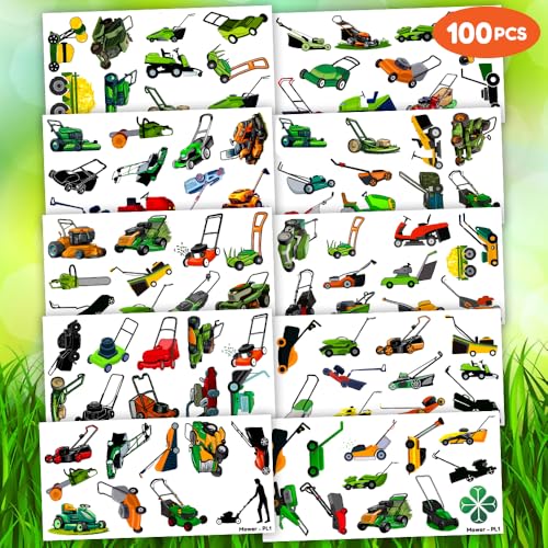 100 PCS Lawn Mower Temporary Tattoos for Kids