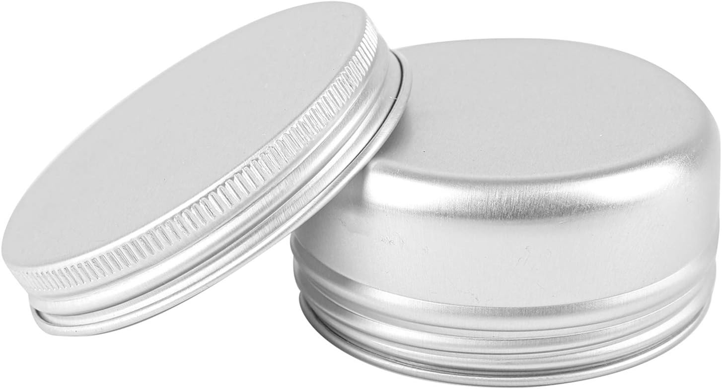 Foraineam 60 Pack Round Aluminum Lip Balm Tins with Screw Top - Silver