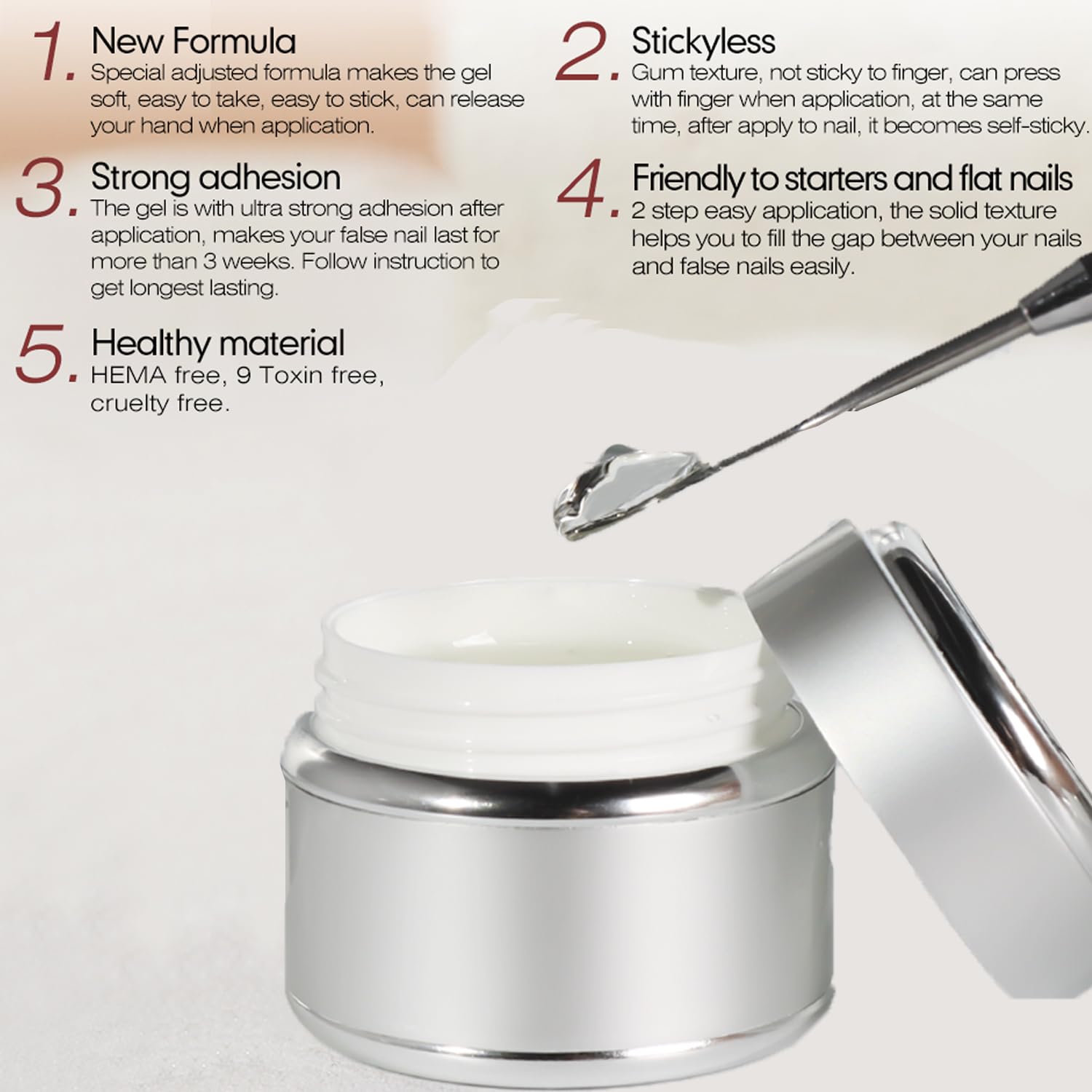Beautilux 50g Solid Nail Glue Gel UV Cured