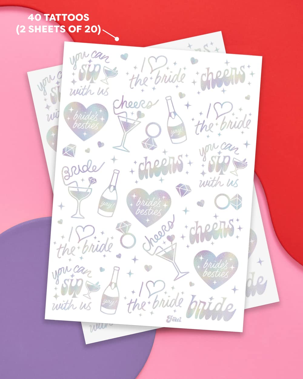 Xo Fetti Cheers Bachelorette Temporary Tattoos - 40 Iridescent Styles
