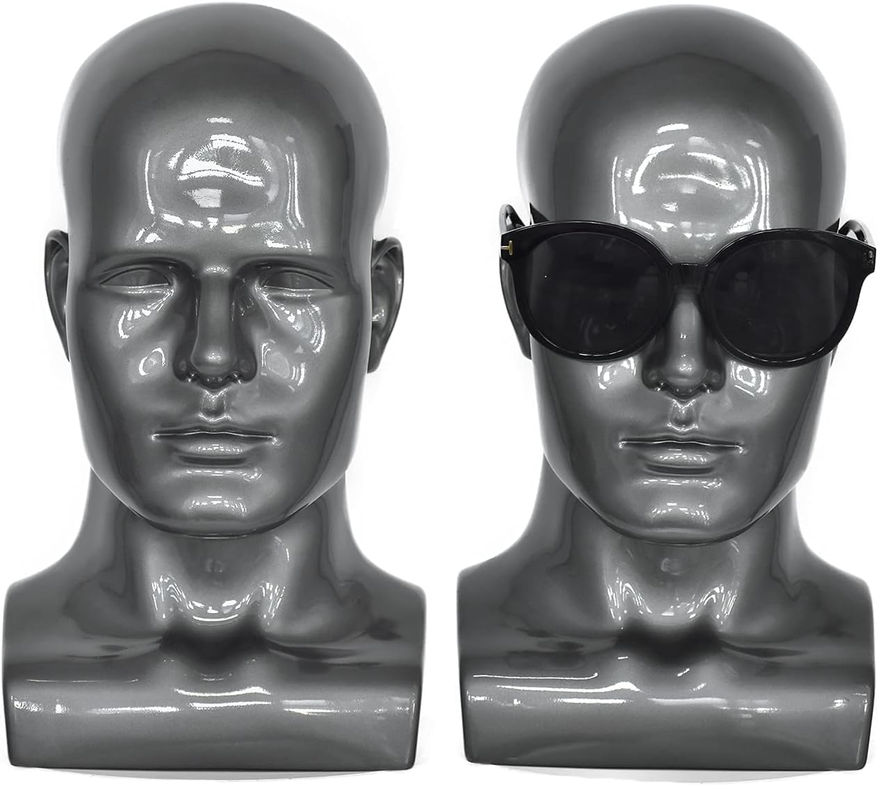 PVC Mannequin Head Black Male Display Dummy Stand