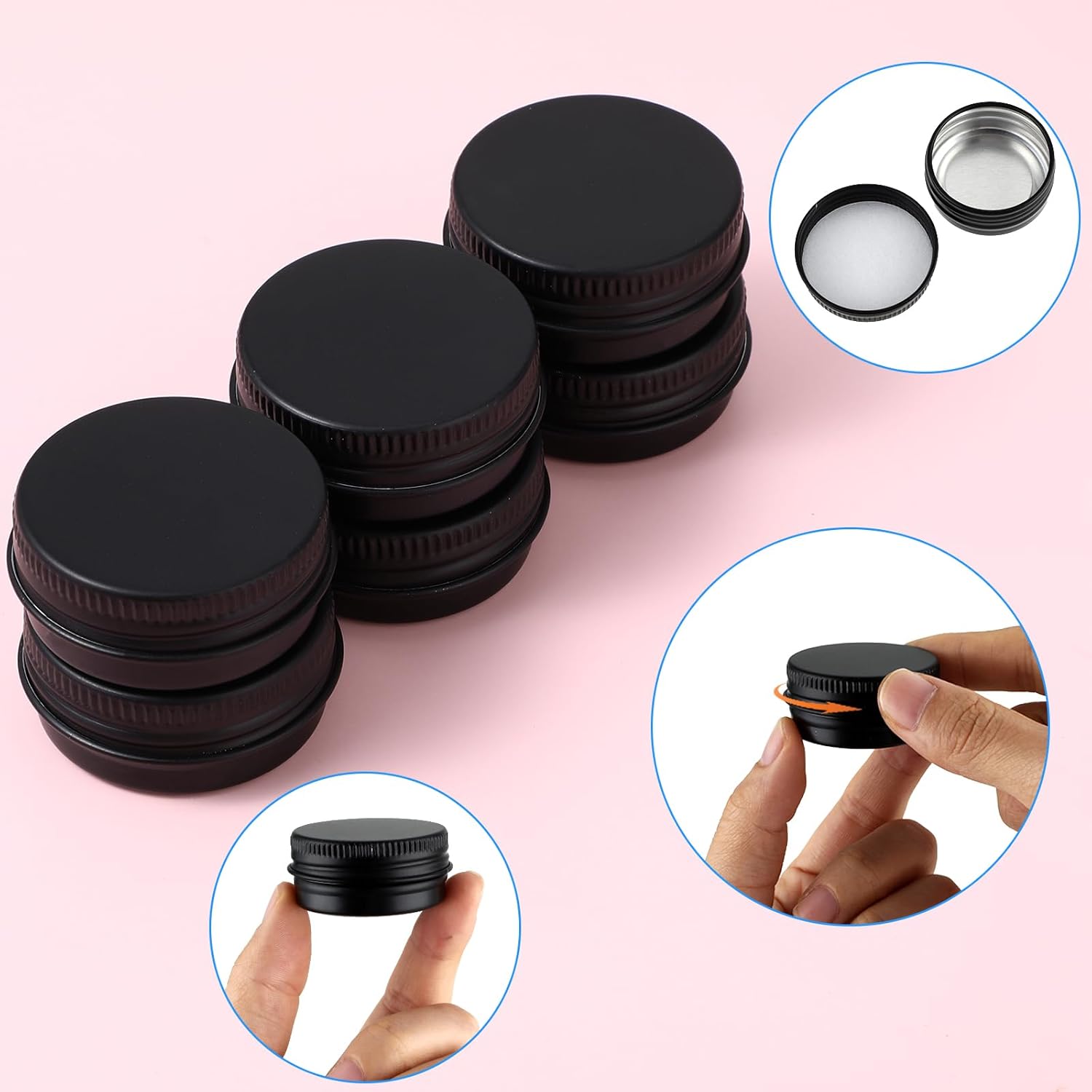 6 Piece 05 Oz Metal Jar Containers with Screw Lid