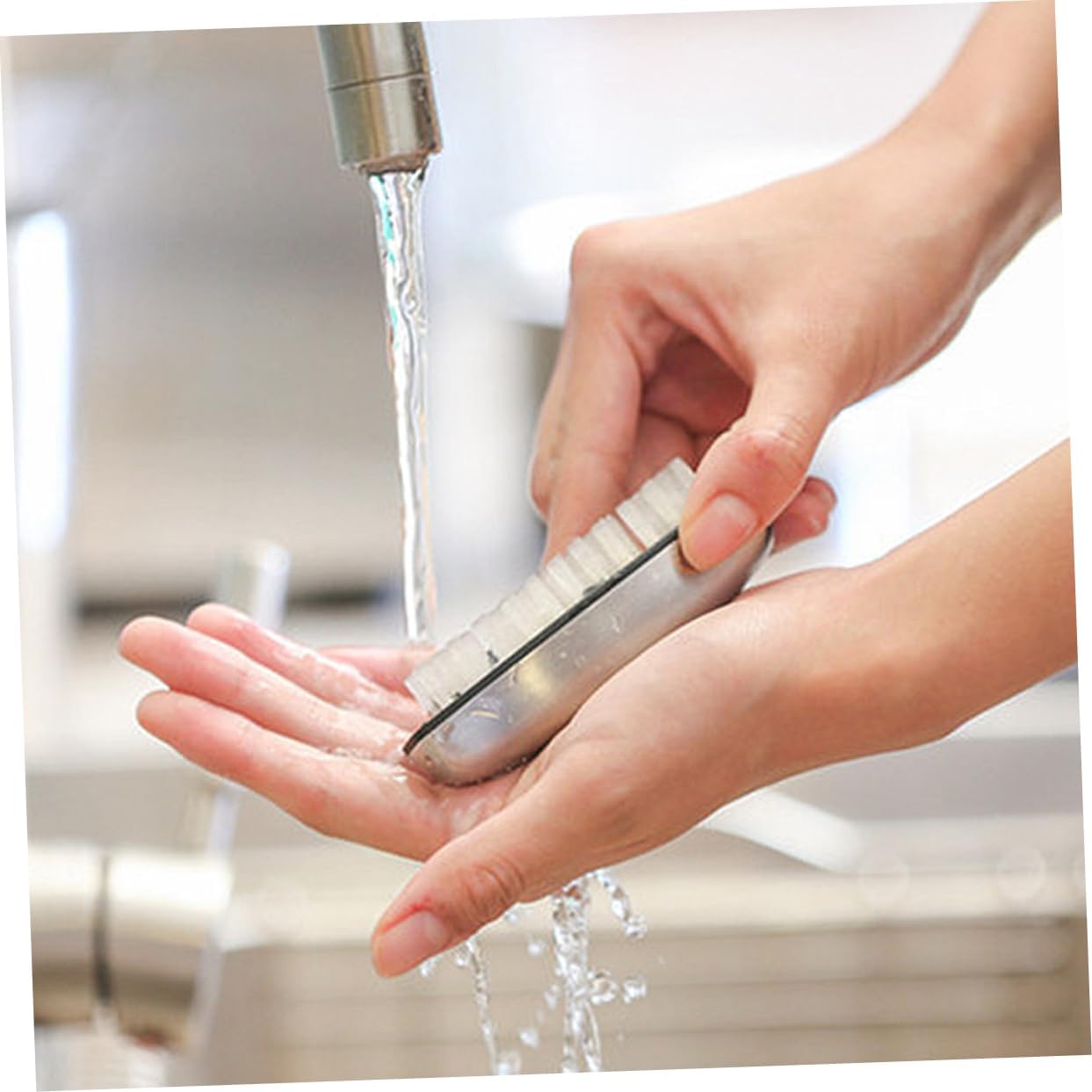 Multipurpose Stainless Steel Soap Brush with Soft Nylon Bristles