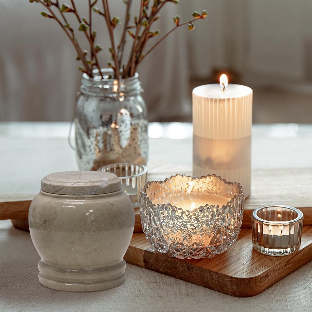 BT Marble Decorative Jar with Lid - Golden Wheat