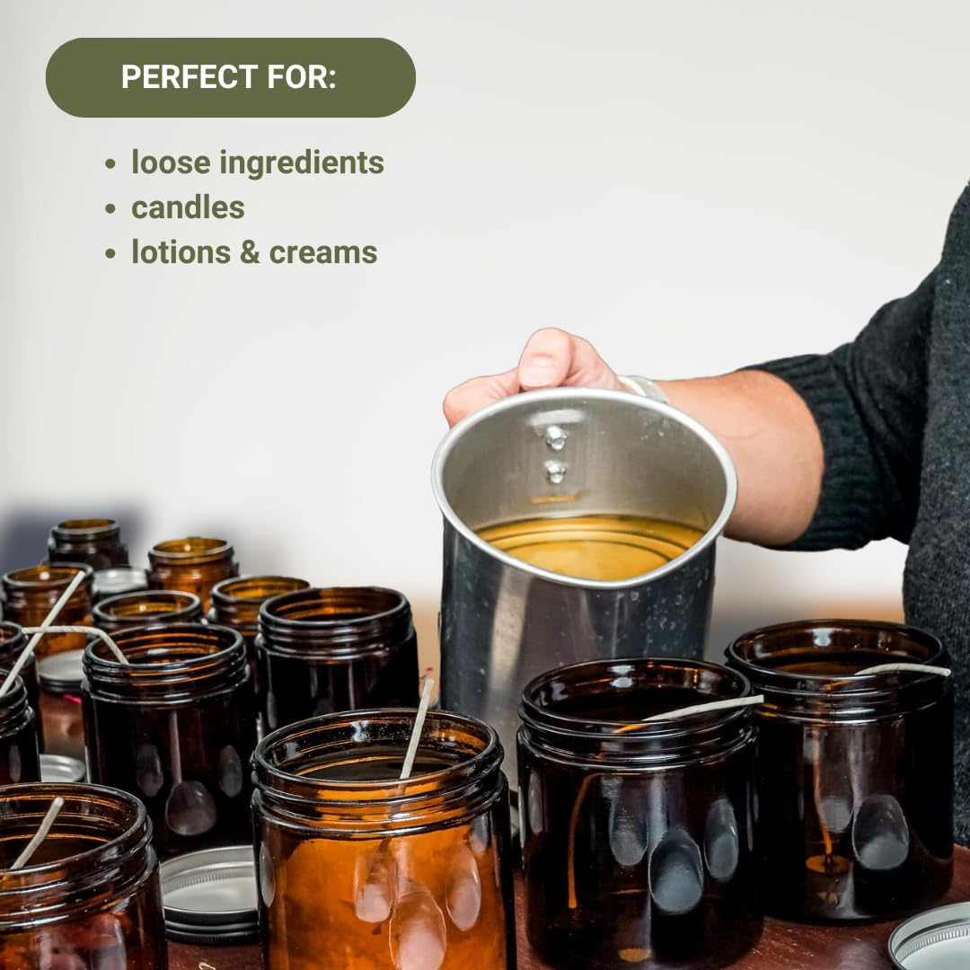 Glass Amber 16oz Jar 12 Pack Black Lid