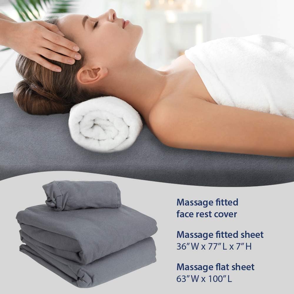 ForPro Premium Flannel 3-Piece Massage Sheet Set Cool Grey