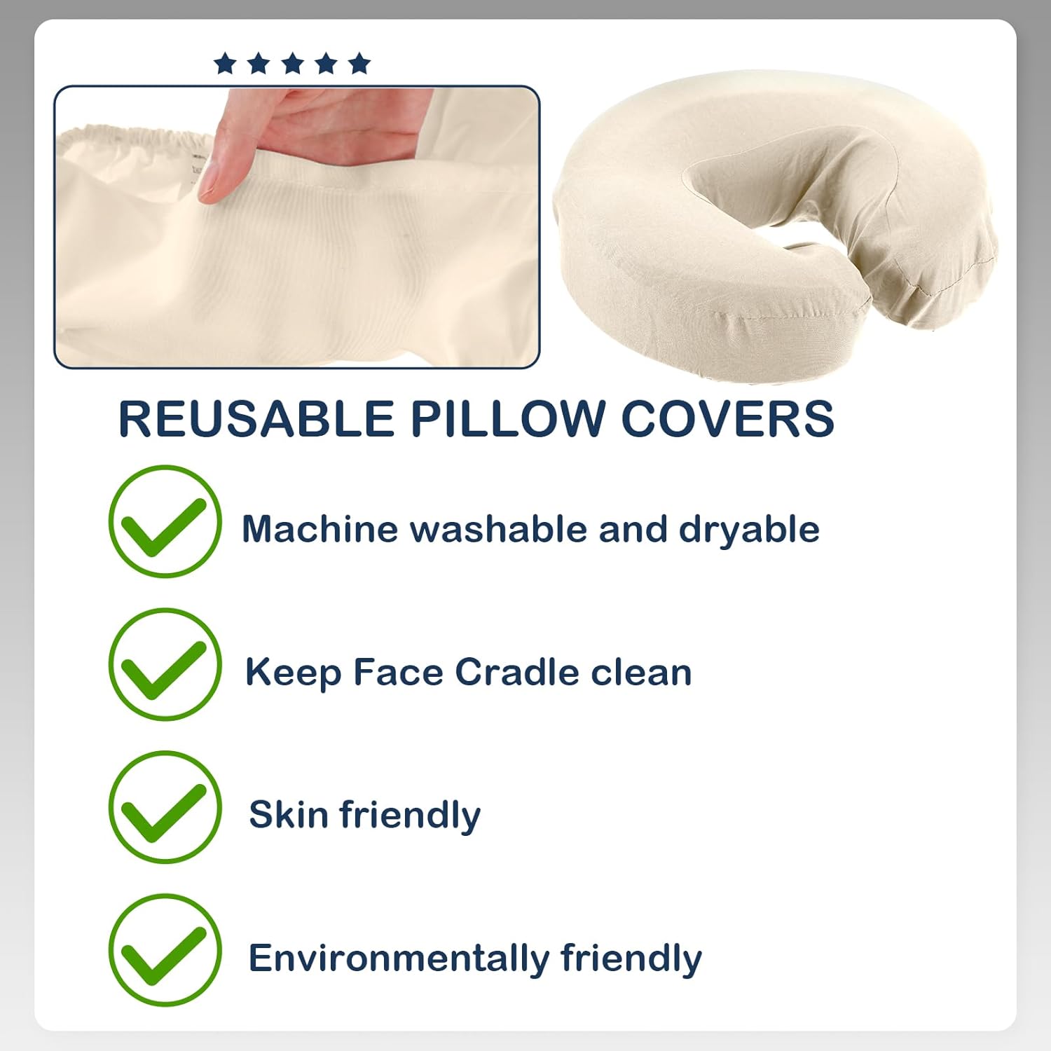 24 Pcs Reusable Face Cradle Covers for Massage Table